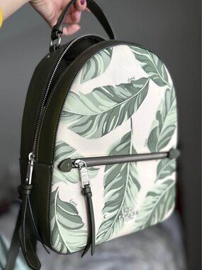 Coach Leather Backpack - Banana Leaves Print Jordyn Backpack